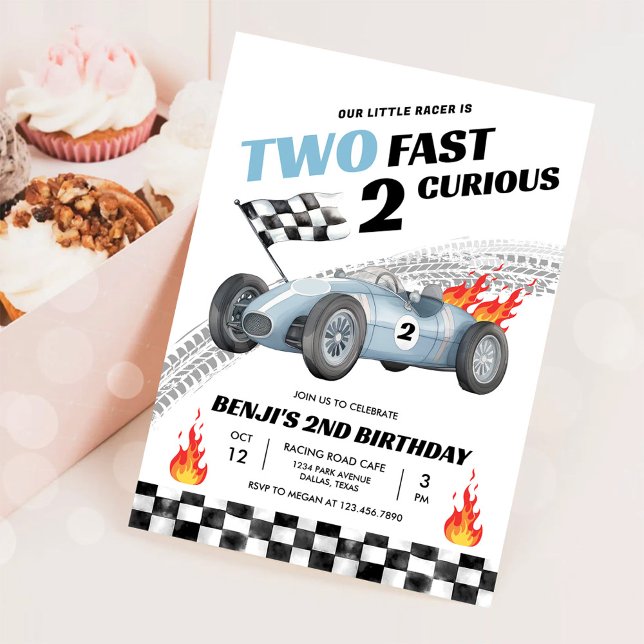 Invitation Deux Fast Race Car 2nd Birthday Racing (Créateur téléchargé)
