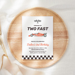 Invitation Deux Fast Race Car 2nd Boy's Birthday Party