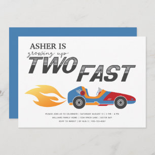 Invitation Deux Fast Race Car Boy 2e anniversaire