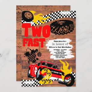 Invitation Deux Fast Race Car Boy 2e Anniversaire Party Invit