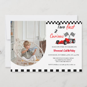 Invitation Deux Fast Race Car Boy 2e fête d'anniversaire