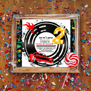 Invitation Deux Fast Race Car Boy 2e fête d'anniversaire