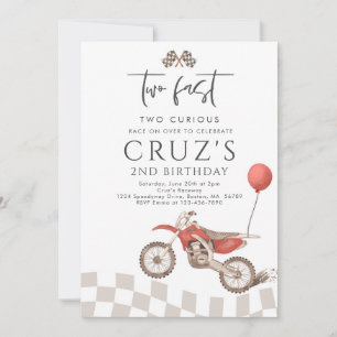 Invitation Deux Fast Two Curieux Dirt Bike 2e fête d'annivers