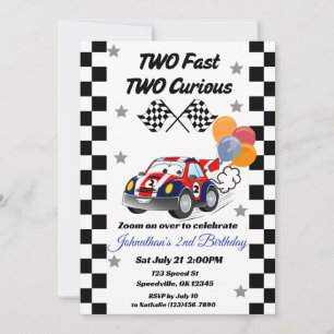 Invitation Deux Fast Two Curieux Red Race Car 2e anniversaire