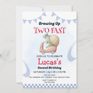 Invitation Deux Fast wild jungle Race Car 2e fête d'anniversa