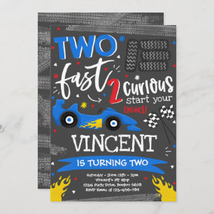Invitation Deux fête d'anniversaire rapide Red Race Car 2e an