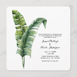 Invitation Deux feuilles de palmier élégantes Mariage tropica