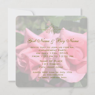 Invitation Deux fiançailles de fleur rose rose vif