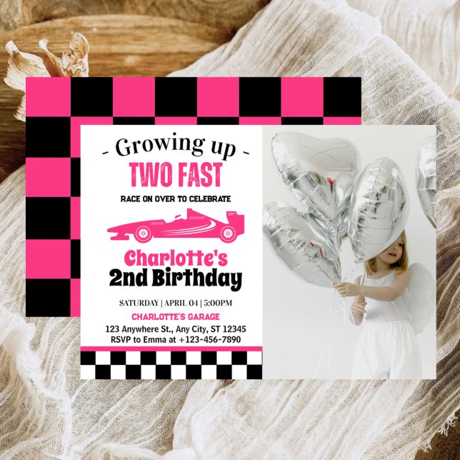 Invitation Deux Fille Rapide 2e fête d'anniversaire (Créateur téléchargé)
