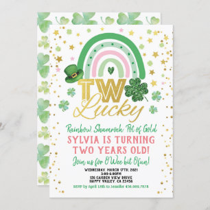 Invitation Deux filles chanceuses 2e anniversaire Saint Patri