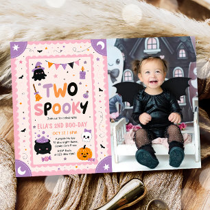 Invitation Deux filles d'anniversaire de Halloween effrayant