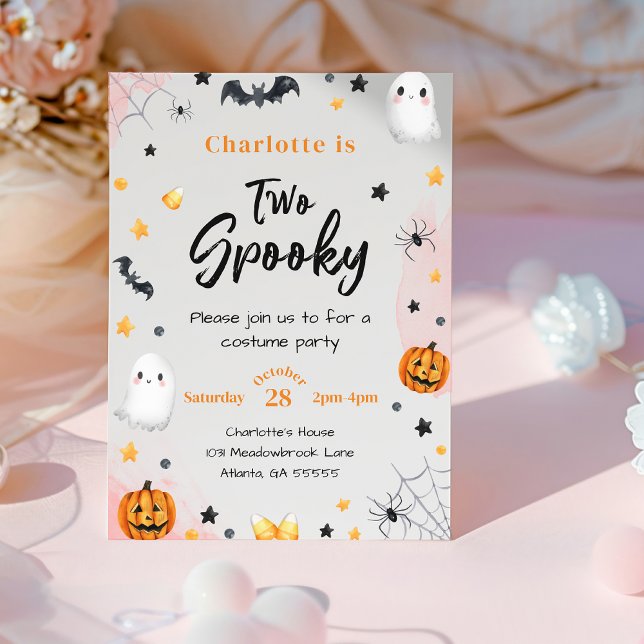 Invitation Deux Filles Effrayantes Anniversaire Halloween Ros (Créateur téléchargé)