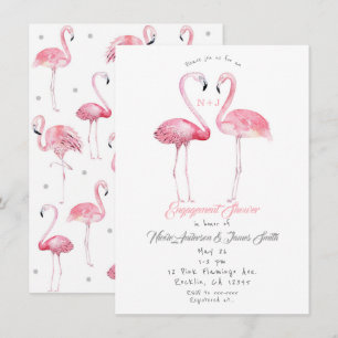Invitation Deux Flamants Roses Fête de Fiançailles Flamant Ro