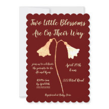 Deux fleurs Red Gold Flower Twins Baby shower