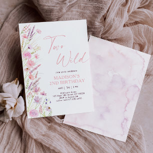 Invitation Deux Fleurs sauvages sauvages Boho Anniversaire