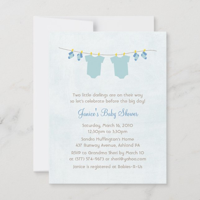 Invitation Deux Fois Comme Belle Bébé Garçon Douche Invitatio (Devant)