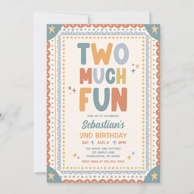 Invitation Deux fois plus d'amusement fête fantaisiste pour g (Devant)
