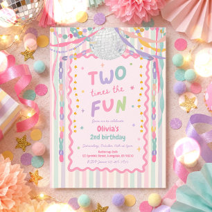 Invitation Deux fois plus de plaisir Anniversaire 2 ans fille