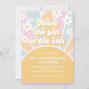 Invitation Deux fois plus de plaisir au soleil anniversaire b