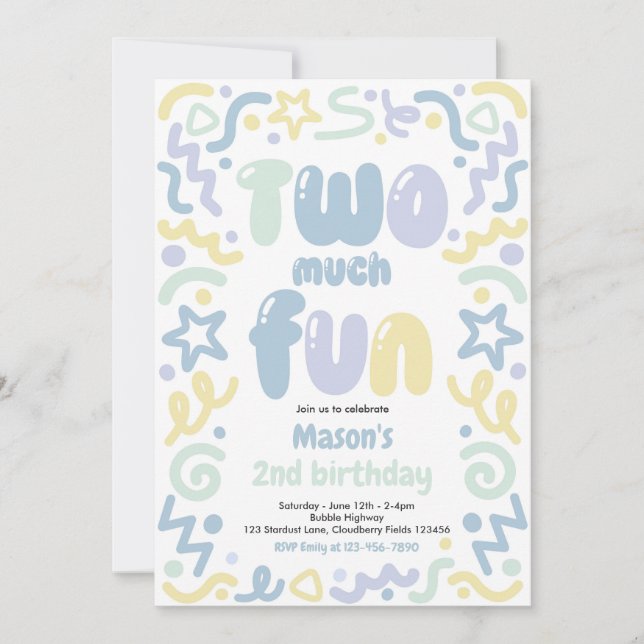 Invitation Deux fois plus de plaisir Confetti Balloon 2e anni (Devant)