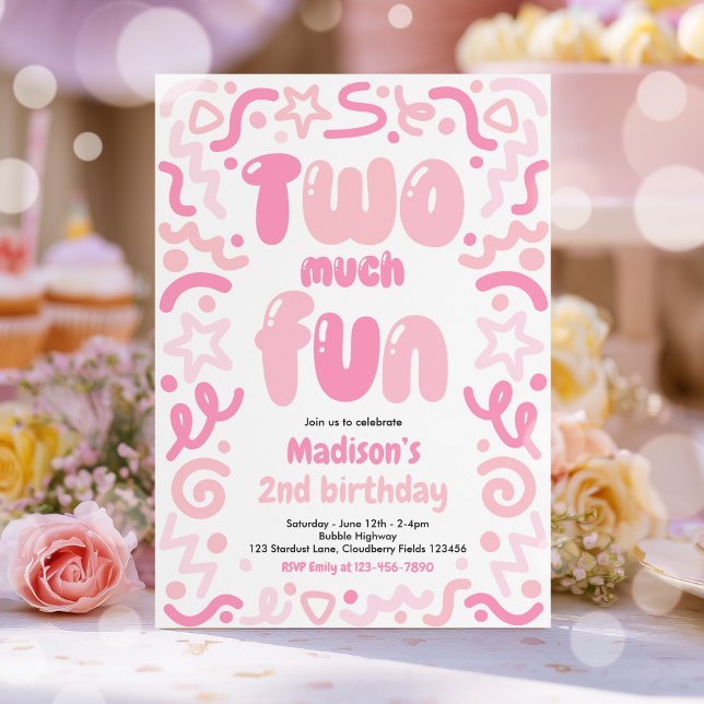 Invitation Deux fois plus de plaisir Confetti Balloon Anniver (Créateur téléchargé)