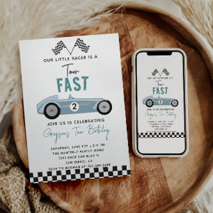 Invitation Deux Garçon de Course Rapide 2ème Fête d'Anniversa