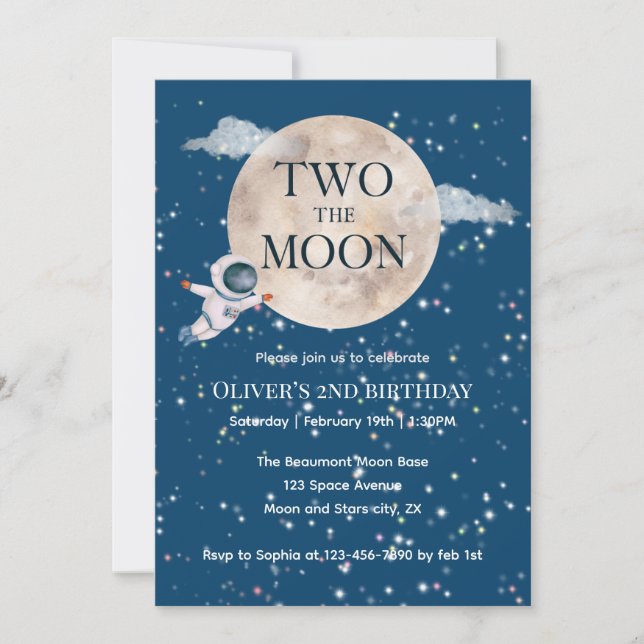 Invitation Deux Garçon de la Lune Astronaute de l'Espace 2ème (Devant)