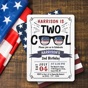 Invitation Deux garçons cool pour le 4 juillet fêtent leur 2è