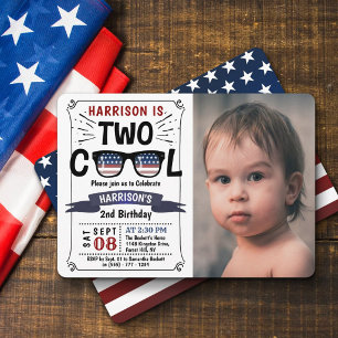 Invitation Deux garçons cool pour le 4 juillet Photo 2e anniv