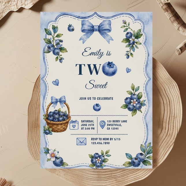 Invitation Deux garçons myrtille doux 2ème anniversaire (Créateur téléchargé)