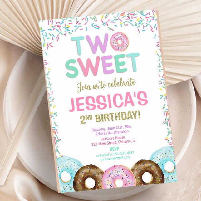 Invitation Deux gâteaux doux en saupoudrage pour les 2 ans d' (Créateur téléchargé)