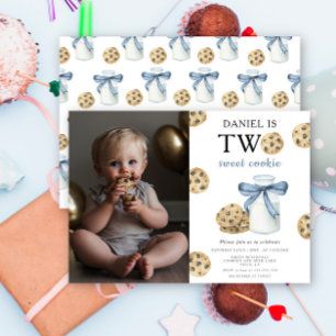 Invitation Deux gâteaux sucrés et fête d'anniversaire au lait