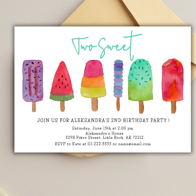 Invitation Deux glaces Sweet Popsicles pour une fête d'annive (Créateur téléchargé)