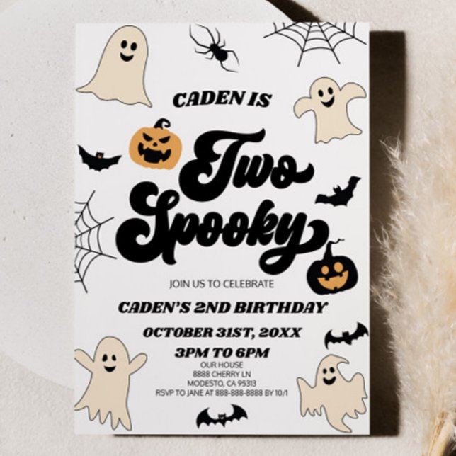 Invitation Deux Halloween Éffrayant 2ème fête d'anniversaire (Créateur téléchargé)