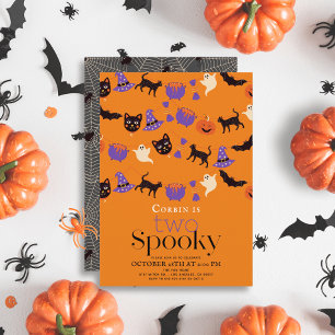 Invitation Deux Halloween Éffrayant Orange 2e Anniversaire