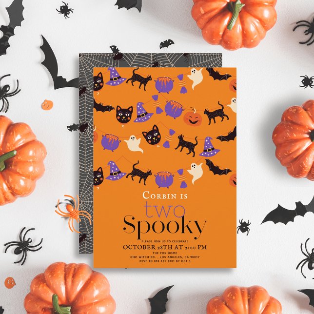 Invitation Deux Halloween Éffrayant Orange 2e Anniversaire (Créateur téléchargé)
