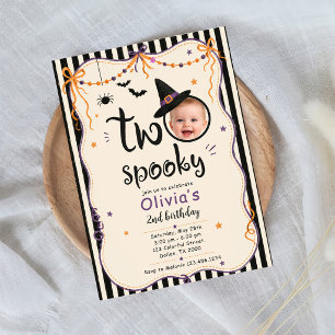 Invitation Deux Halloween Mignon et Effrayant 2ème Anniversai