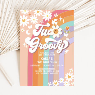 Invitation DEUX Hippie Super 70's Retro 2e anniversaire