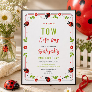 Invitation Deux jolies coccinelles Fête d'anniversaire de 2 a