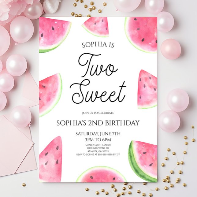 Invitation Deux jolis pastèques roses vertes pour une fête d' (Créateur téléchargé)