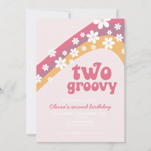 Invitation Deux joyeux anniversaire daisy boho floral 2ème an