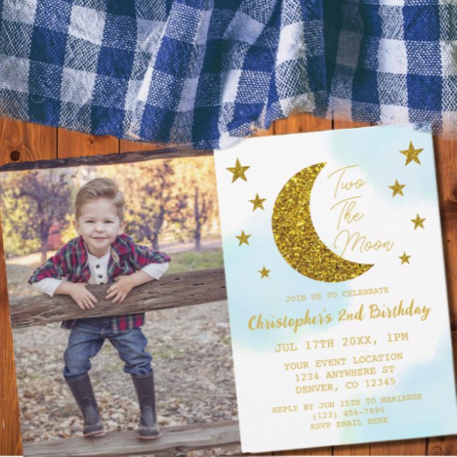Invitation Deux La Lune 2e Anniversaire (Créateur téléchargé)