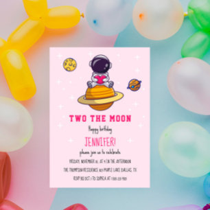 Invitation Deux La Lune Anniversaire Fête Deux Ans Filles Mod