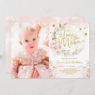 Invitation Deux la Lune Blush Pink Flowers 2e anniversaire fi