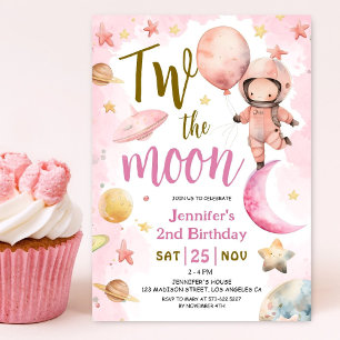 Invitation Deux La Lune ! Girl Astronaut Space 2e anniversair