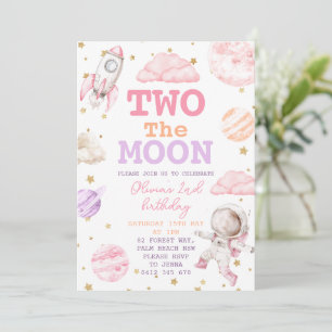 Invitation Deux la Lune Girl Space 2e anniversaire