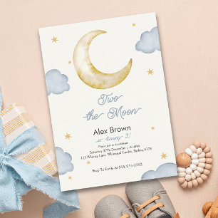 Invitation Deux la lune Modern Night ciel 2e anniversaire gar