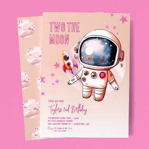 Invitation Deux La Lune Peach Pink 2e Anniversaire