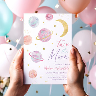 Invitation Deux La Moon Pastel Or rose Anniversaire