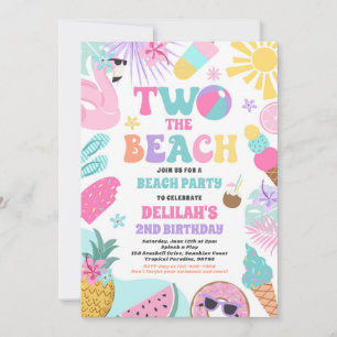 Invitation Deux La Plage Été 2 Anniversaire Plage Party